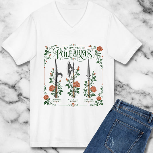 Know Your Polearms Weapons Roses V-neck