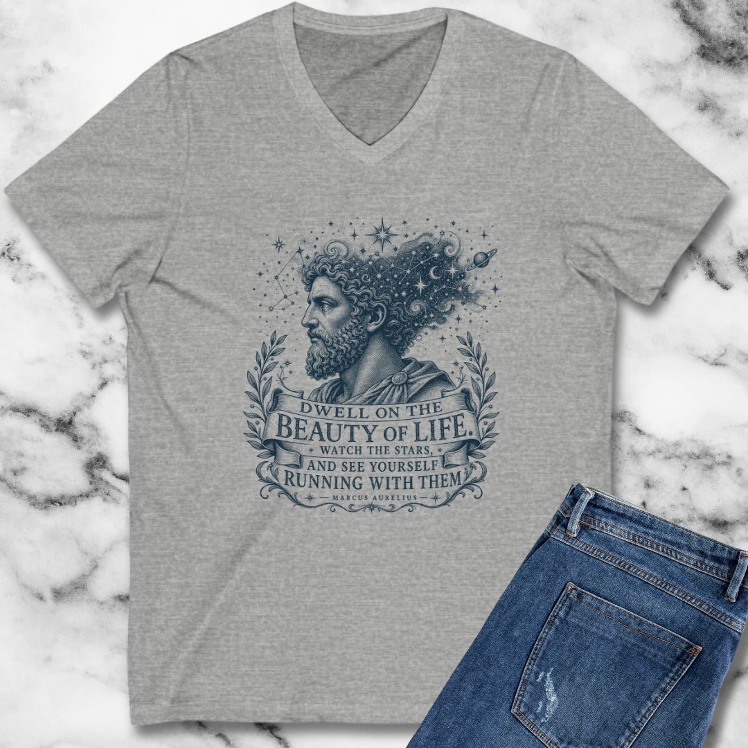 Running with the Stars Aurelius Quote V-neck