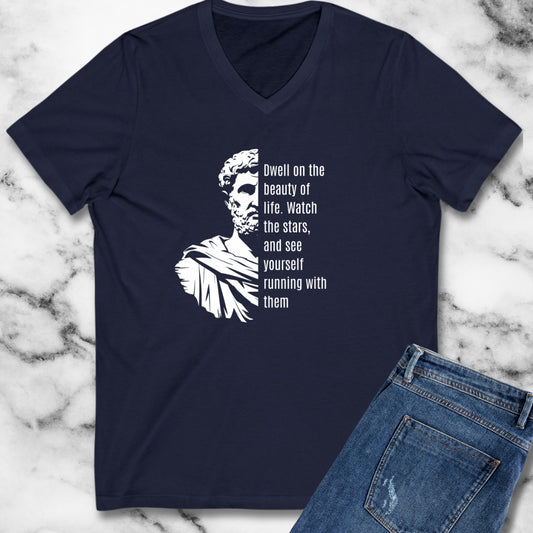 Running with the Stars Marcus Aurelius Stoic Quote V-Neck