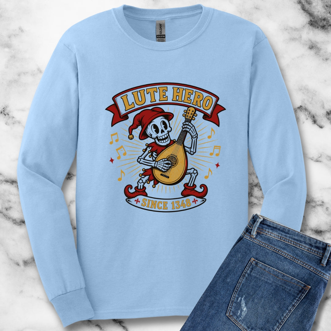 Medieval Bard Lute Hero Unisex Long Sleeve Tee