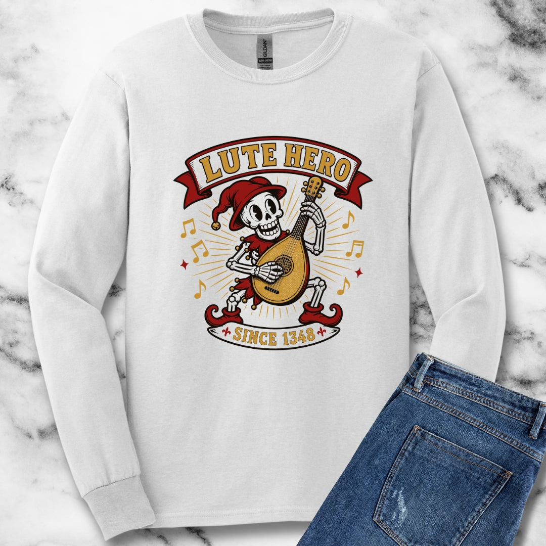 Medieval Bard Lute Hero Unisex Long Sleeve Tee
