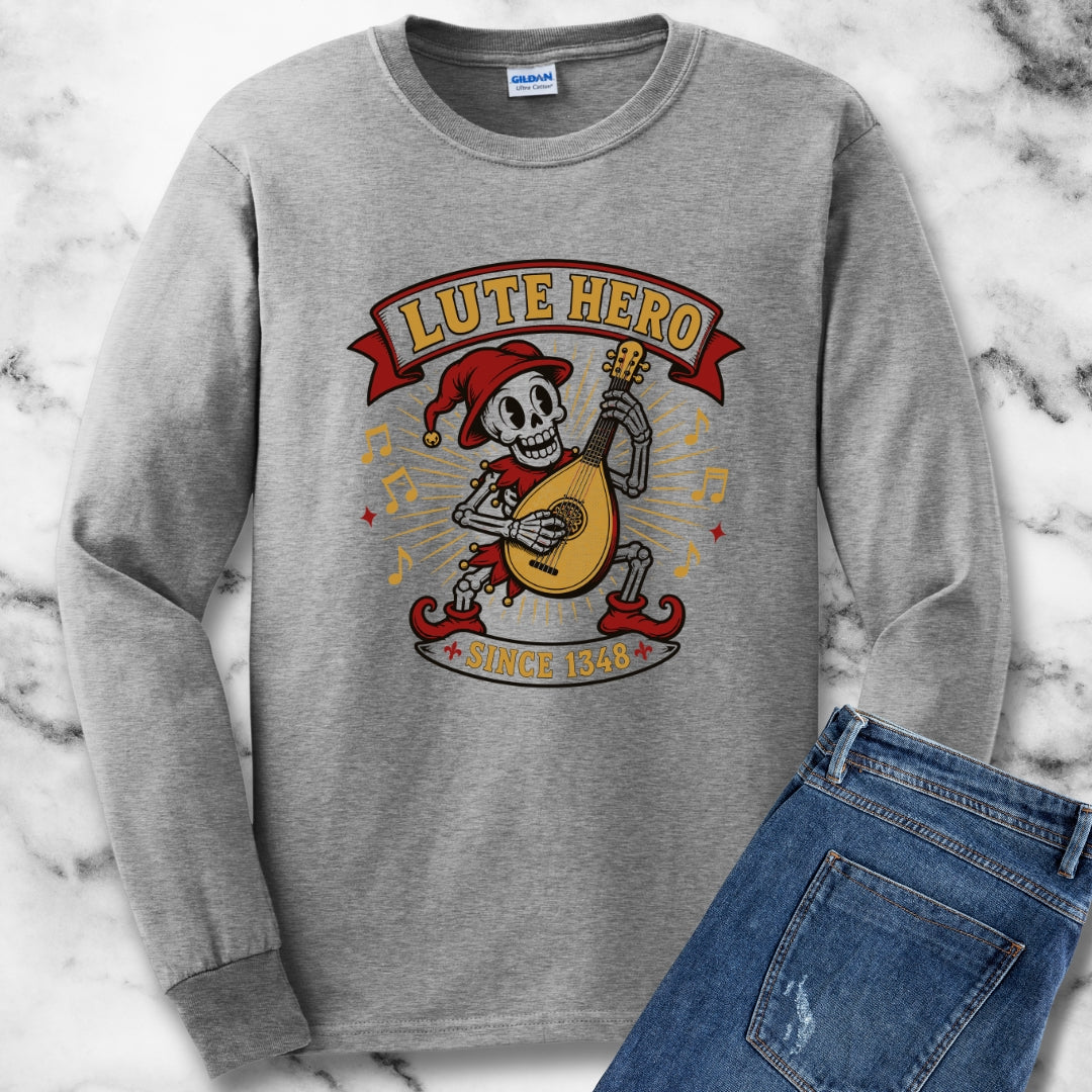 Medieval Bard Lute Hero Unisex Long Sleeve Tee