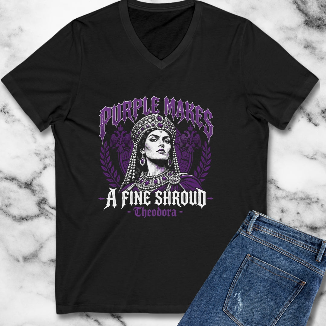 Empress Theodora Purple Shroud Quote V-Neck