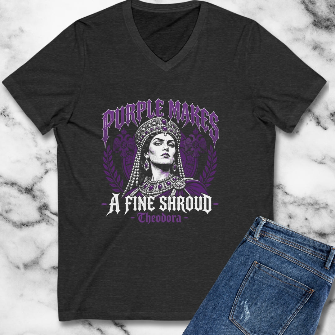 Empress Theodora Purple Shroud Quote V-Neck