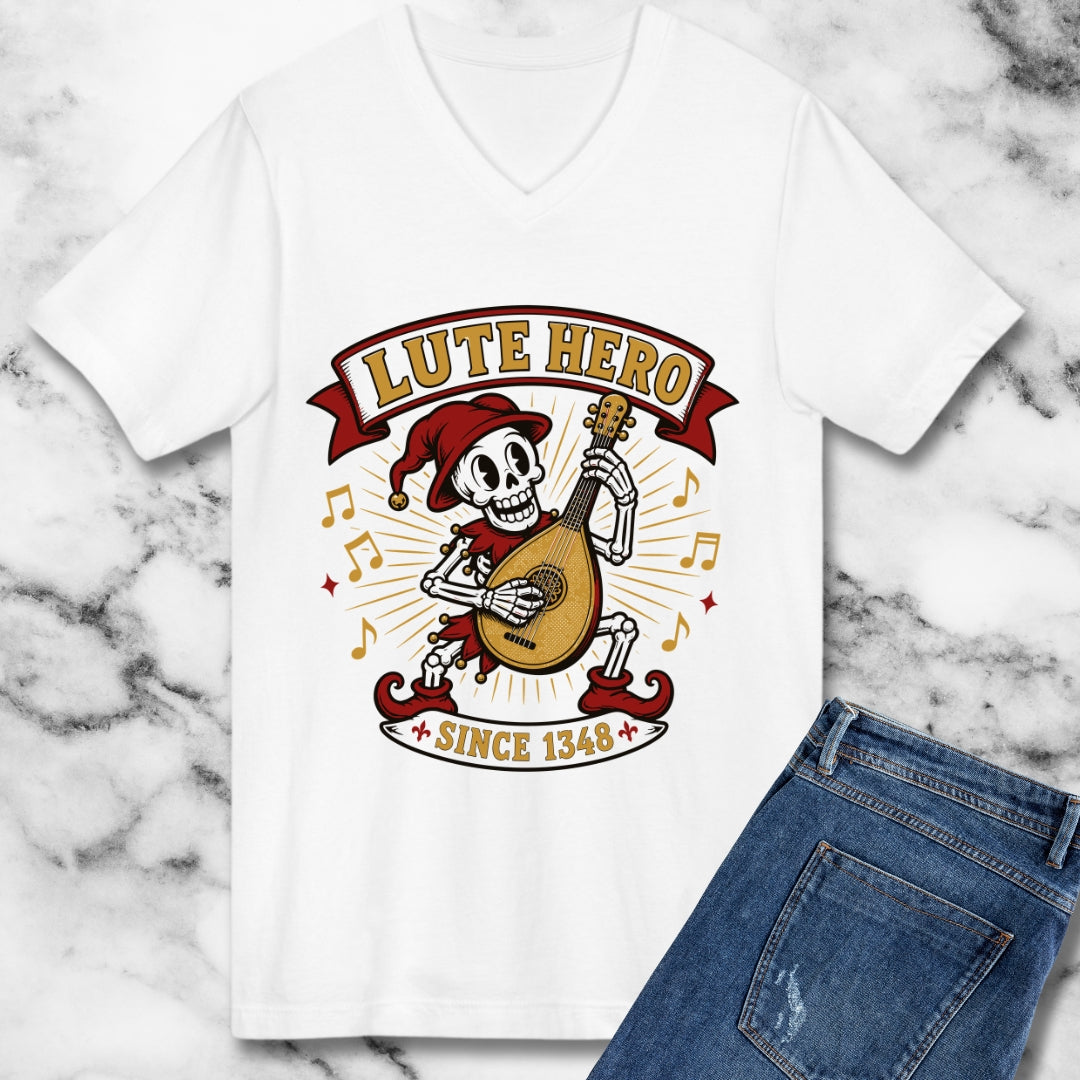 Medieval Bard Lute Hero V-neck