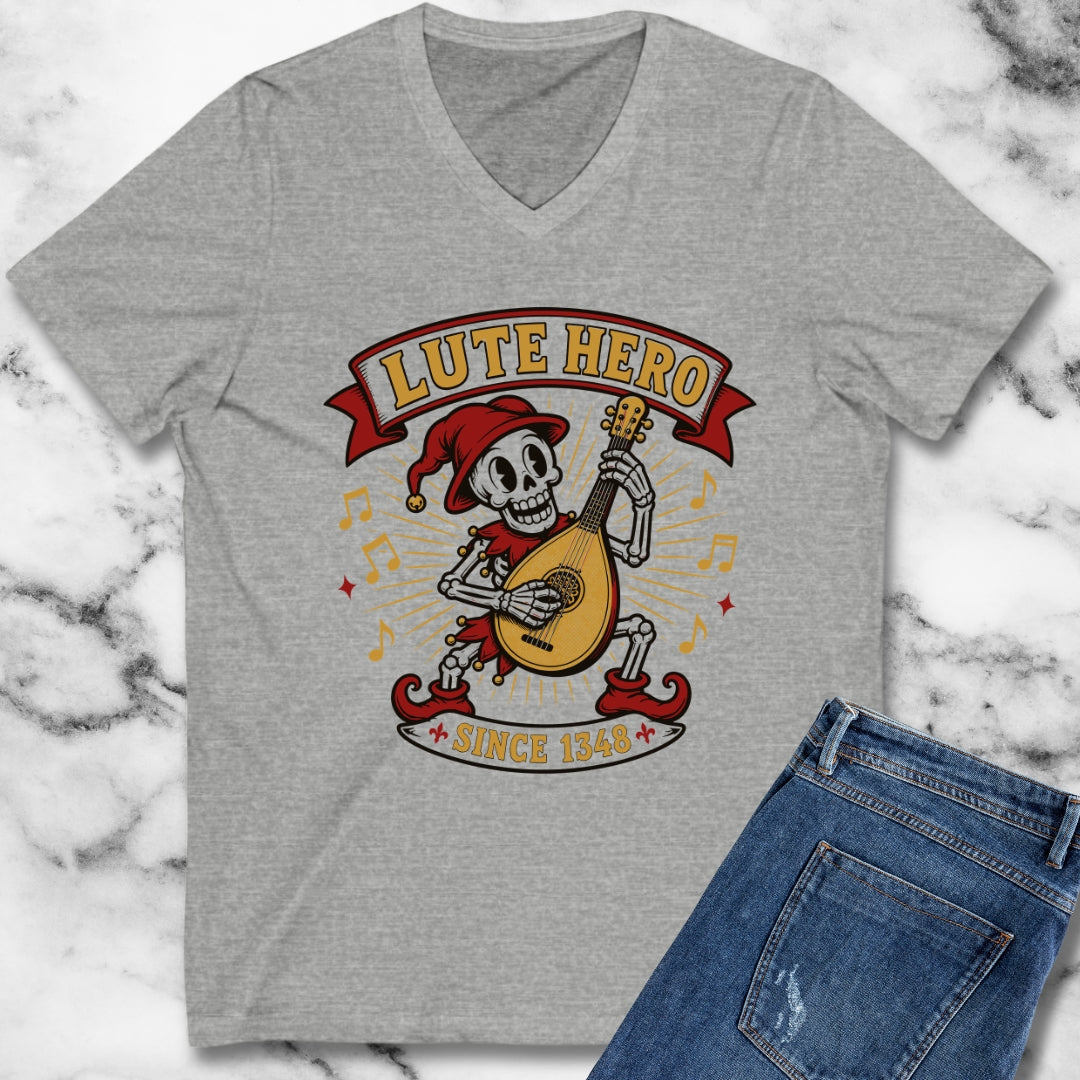 Medieval Bard Lute Hero V-neck
