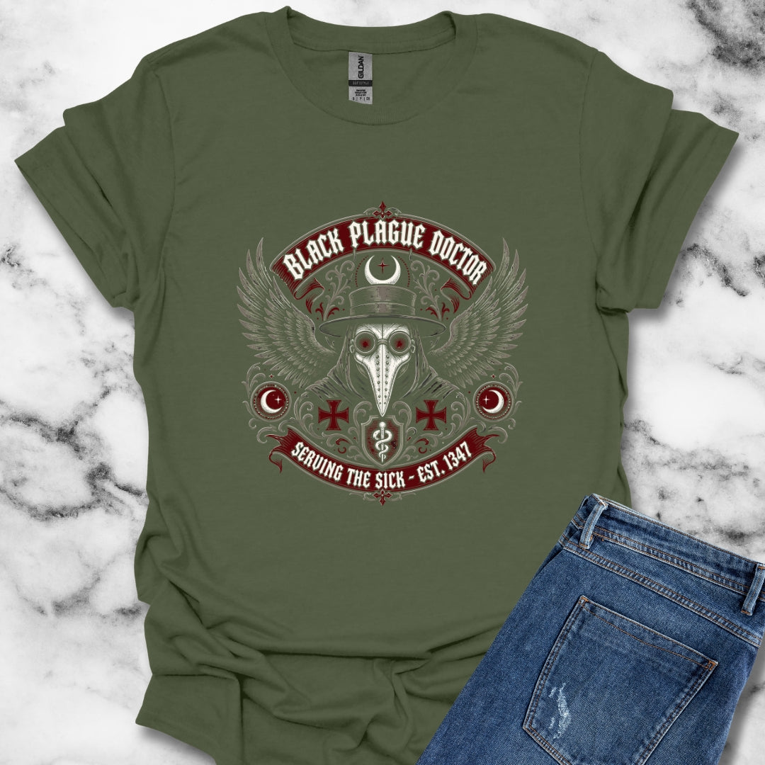 Black Plague Doctor Serving the Sick T-Shirt
