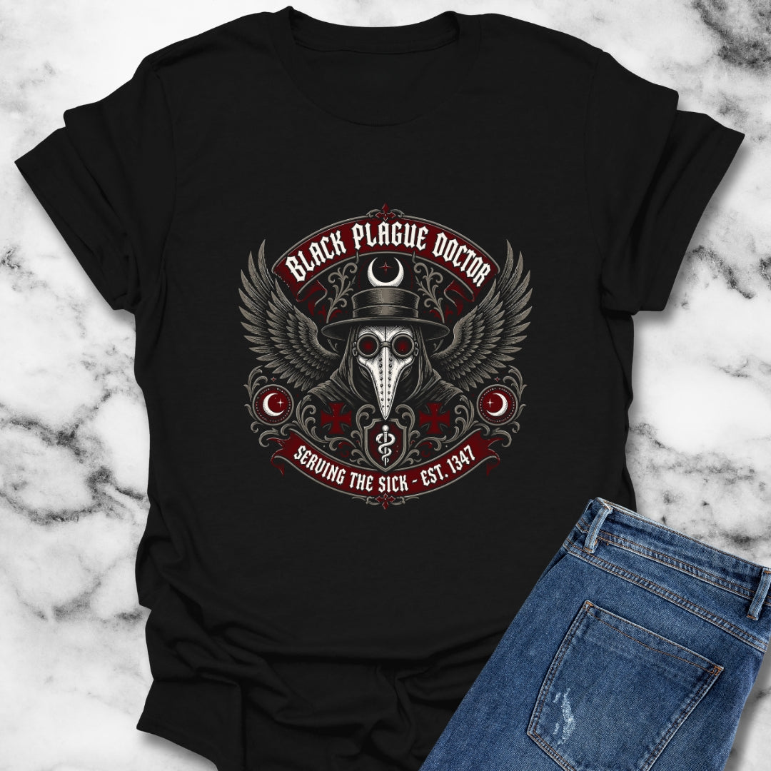 Black Plague Doctor Serving the Sick T-Shirt