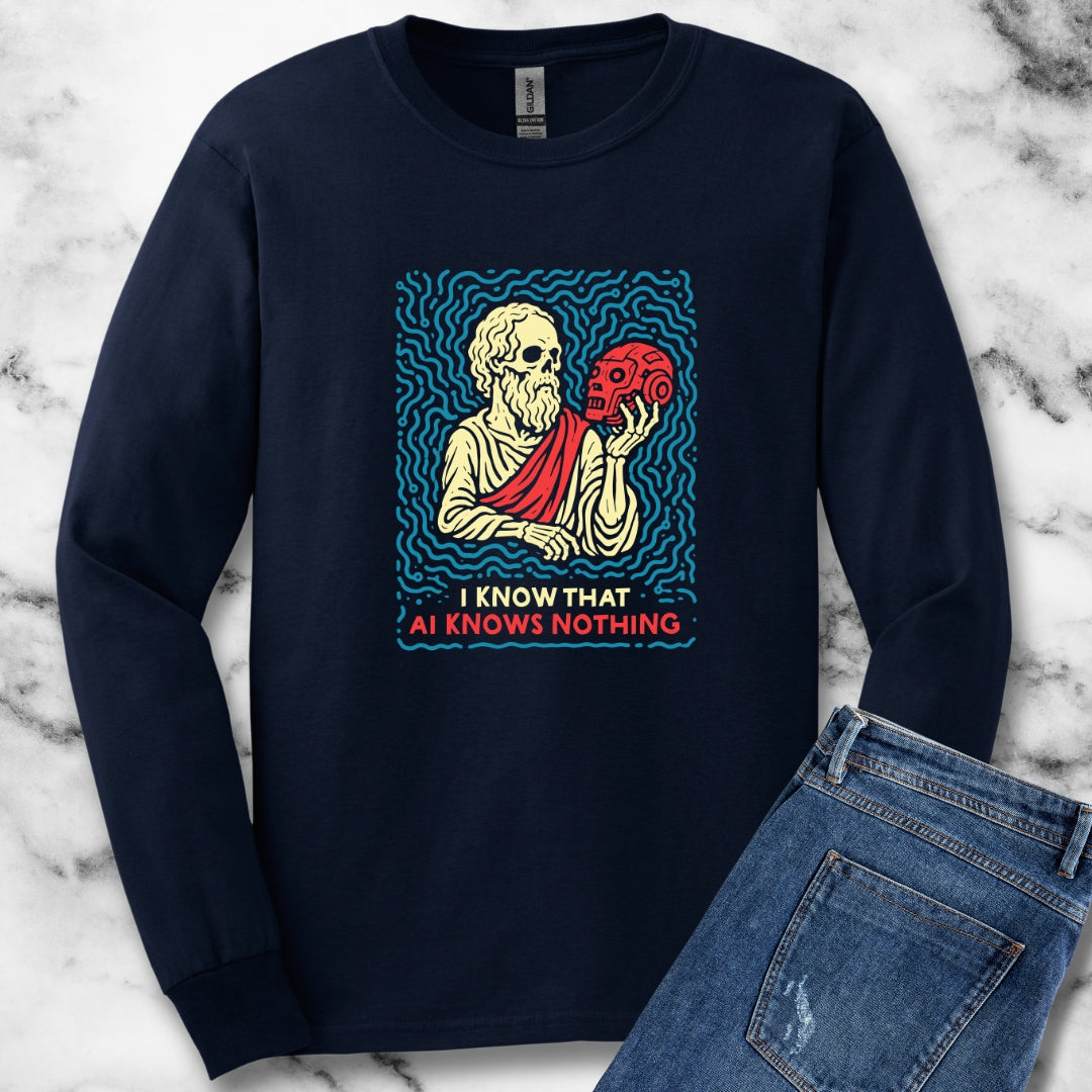 Socrates AI Knows Nothing Unisex Long Sleeve Tee