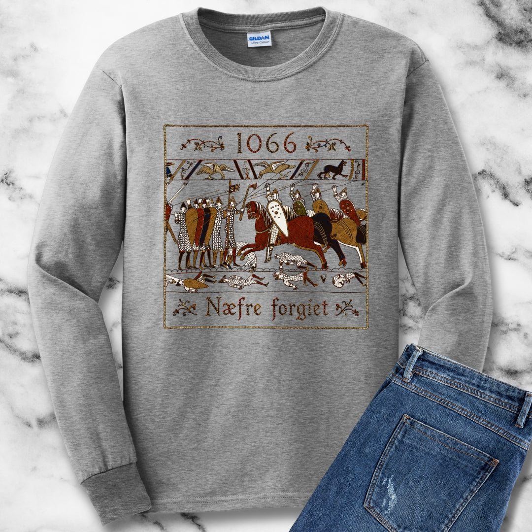 1066 Never Forget Old English Tapestry Unisex Long Sleeve Tee