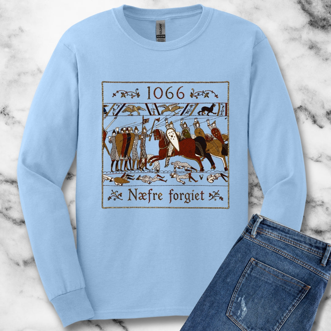 1066 Never Forget Old English Tapestry Unisex Long Sleeve Tee