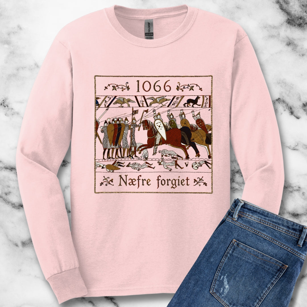1066 Never Forget Old English Tapestry Unisex Long Sleeve Tee