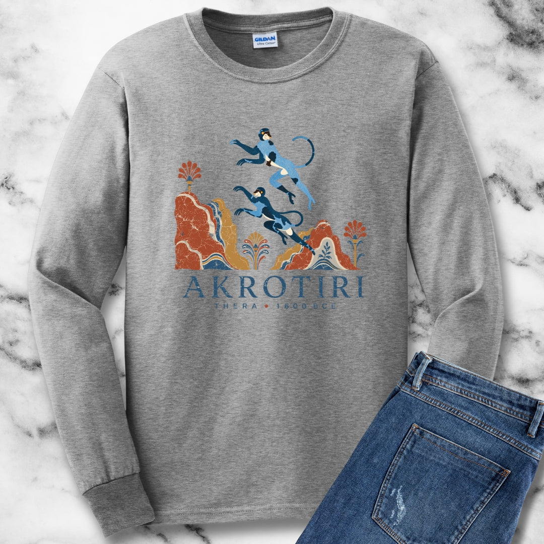 Blue Monkeys Santorini Akrotiri Unisex Long Sleeve Tee