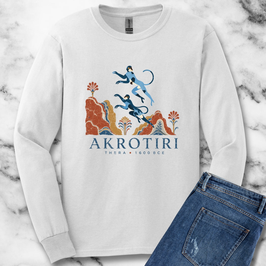 Blue Monkeys Santorini Akrotiri Unisex Long Sleeve Tee