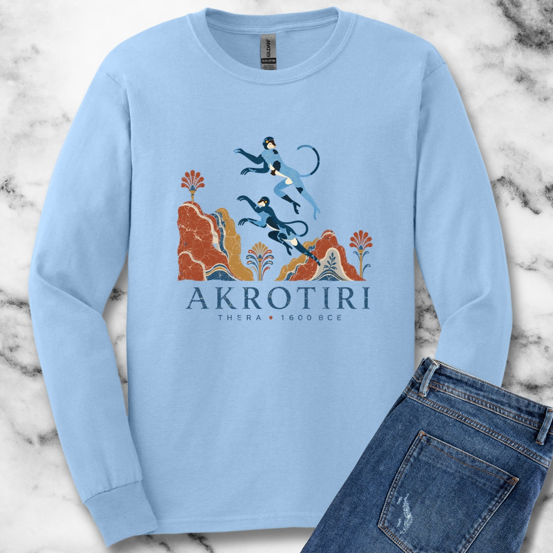 Blue Monkeys Santorini Akrotiri Unisex Long Sleeve Tee