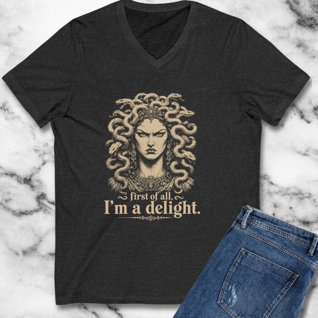 Medusa First of All I'm a Delight V-Neck