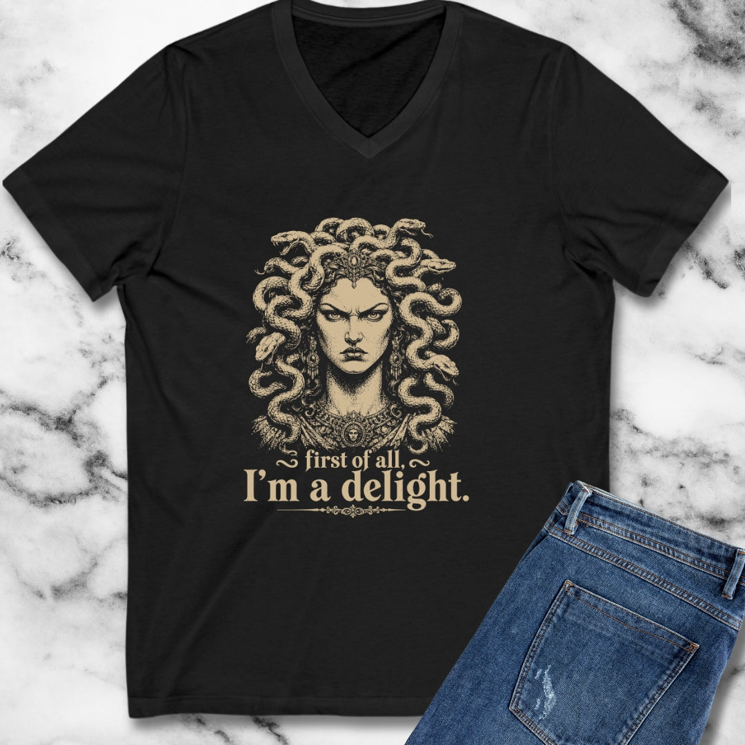 Medusa First of All I'm a Delight V-Neck