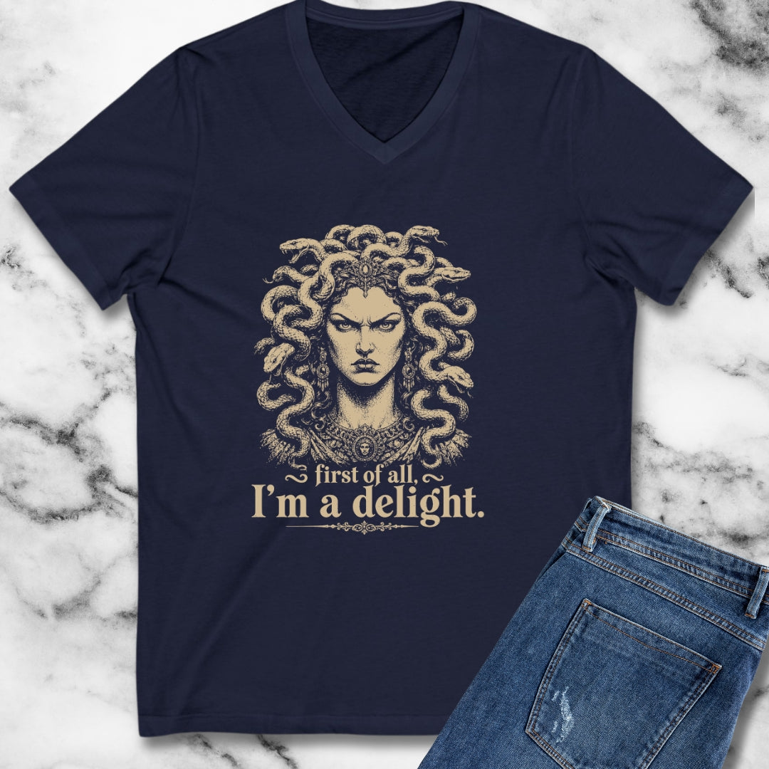 Medusa First of All I'm a Delight V-Neck