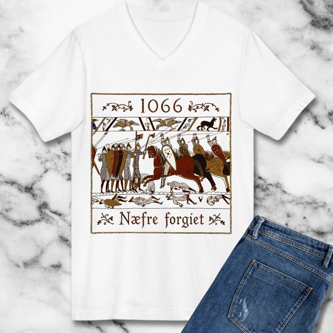 1066 Never Forget Old English Tapestry V-neck