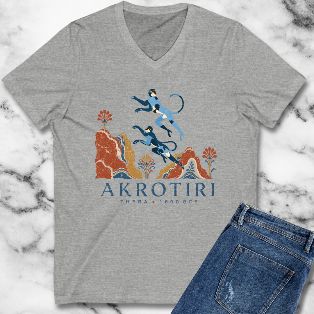 Blue Monkeys Santorini Akrotiri V-neck