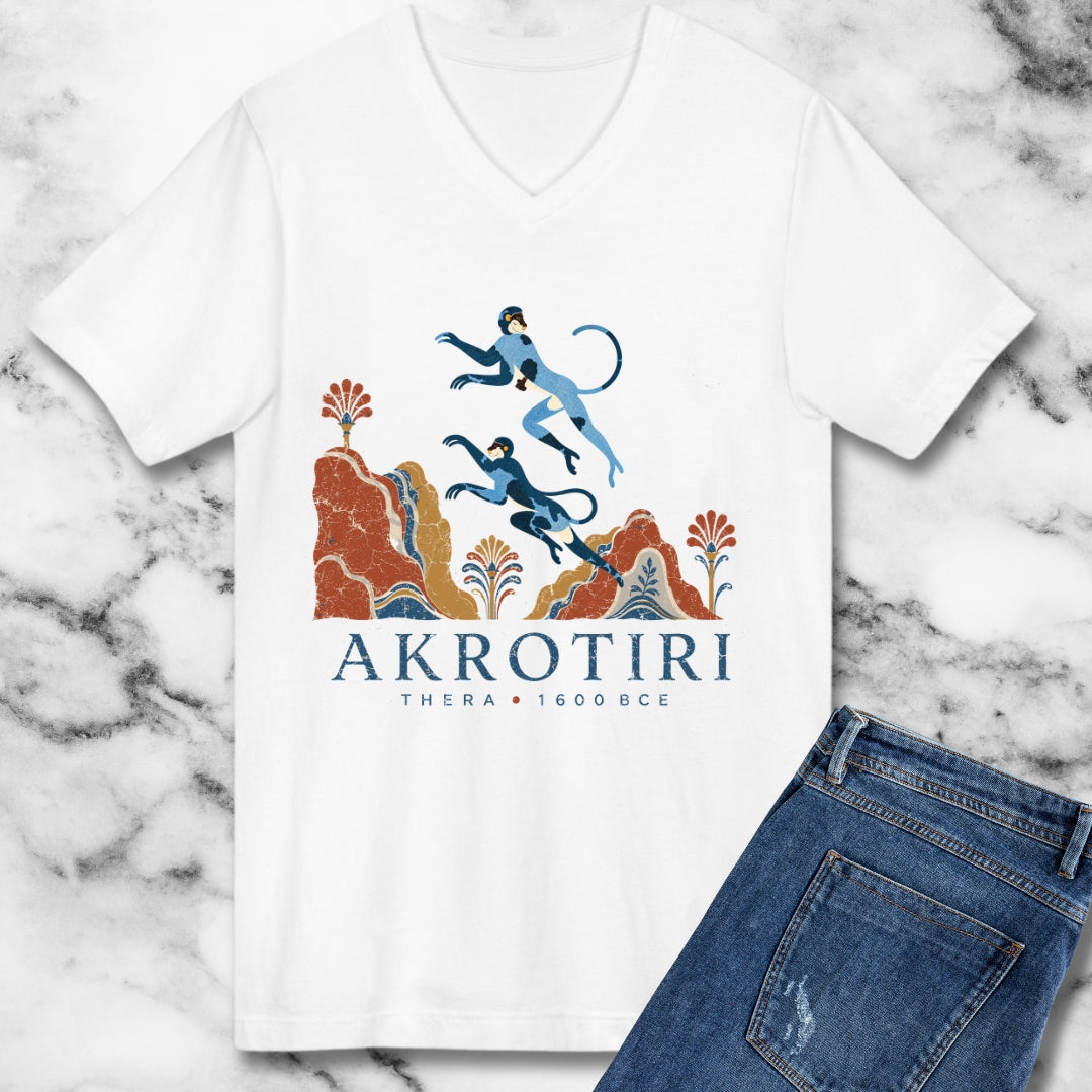 Blue Monkeys Santorini Akrotiri V-neck