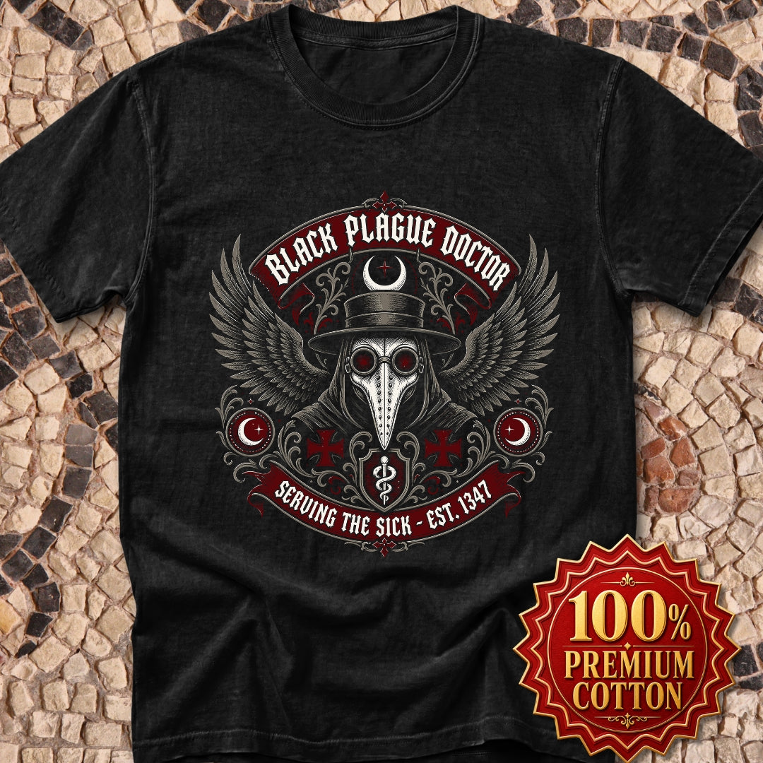 Black Plague Doctor Serving the Sick Premium Tee