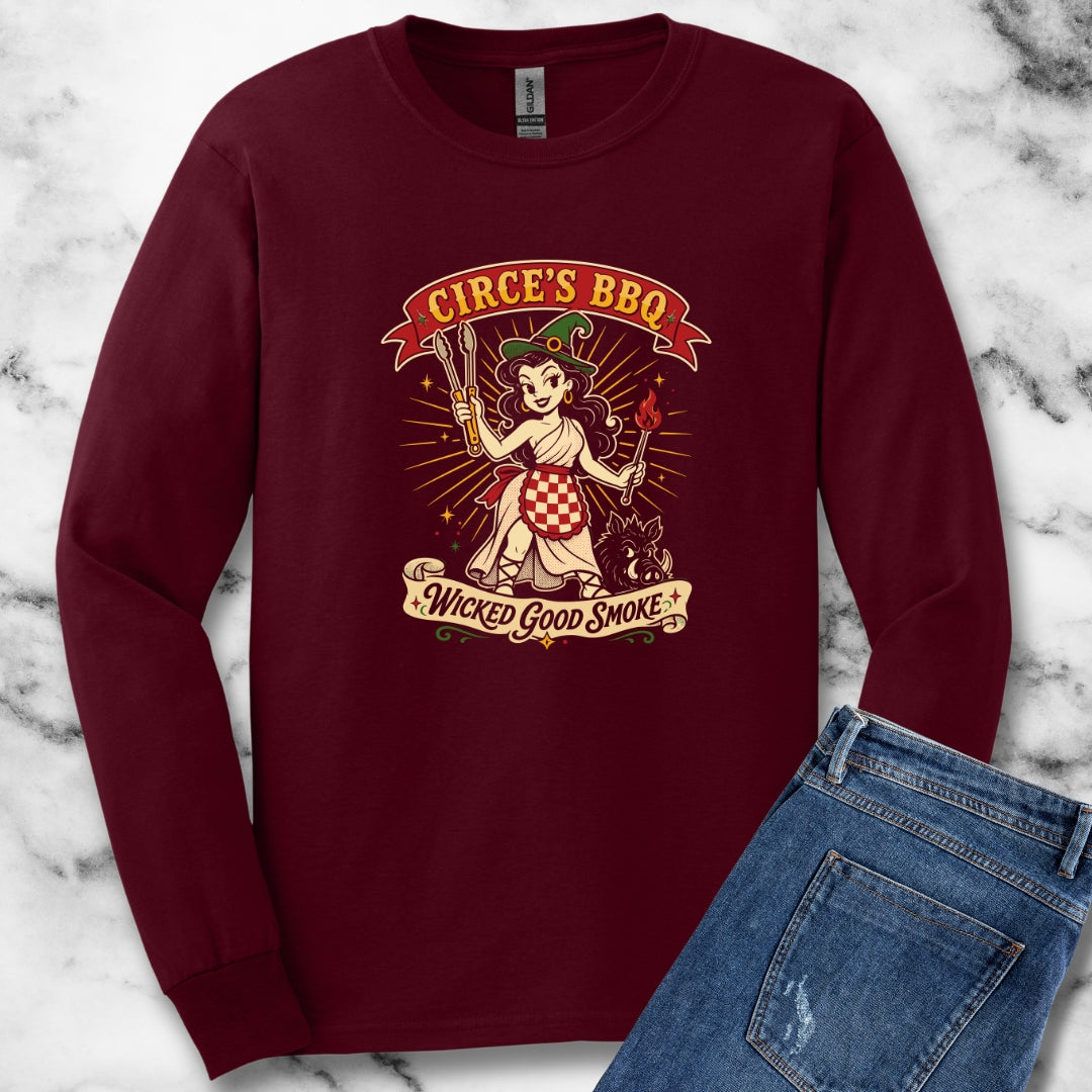 Circe's BBQ Wicked Good Smoke Unisex Long Sleeve Tee