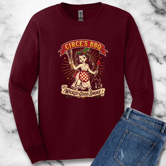 Circe's BBQ Wicked Good Smoke Unisex Long Sleeve Tee