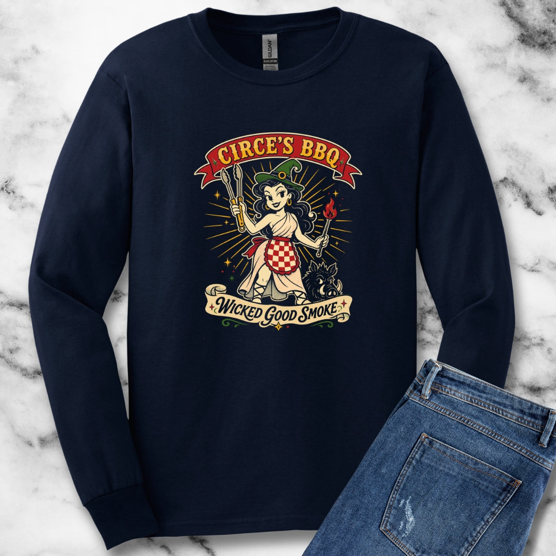 Circe's BBQ Wicked Good Smoke Unisex Long Sleeve Tee