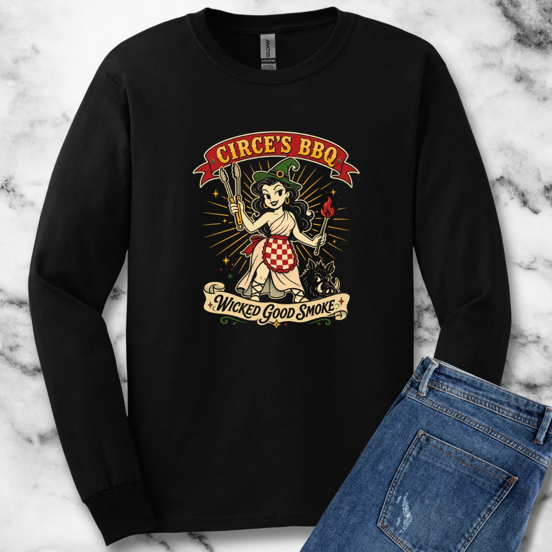 Circe's BBQ Wicked Good Smoke Unisex Long Sleeve Tee