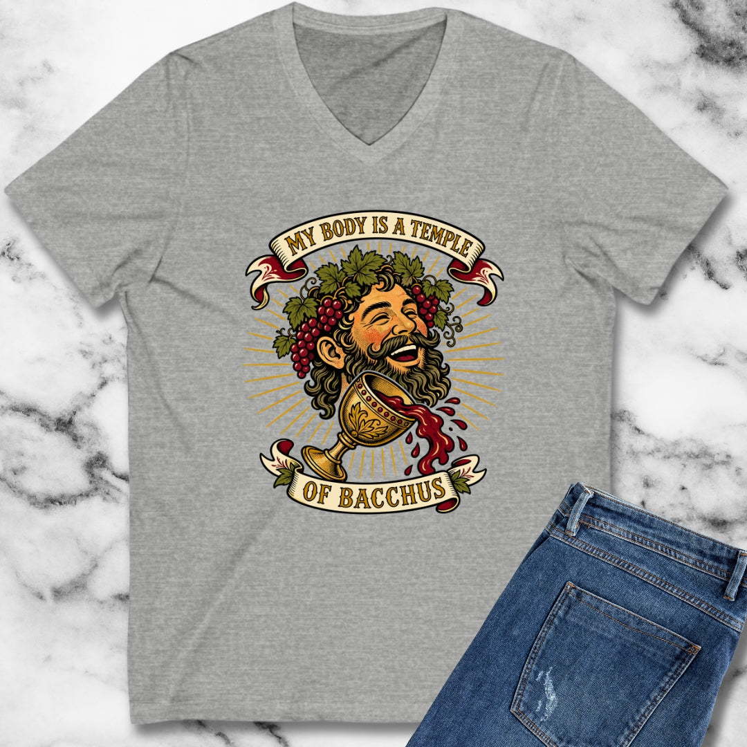 My Body is a Temple of Bacchus V-neck
