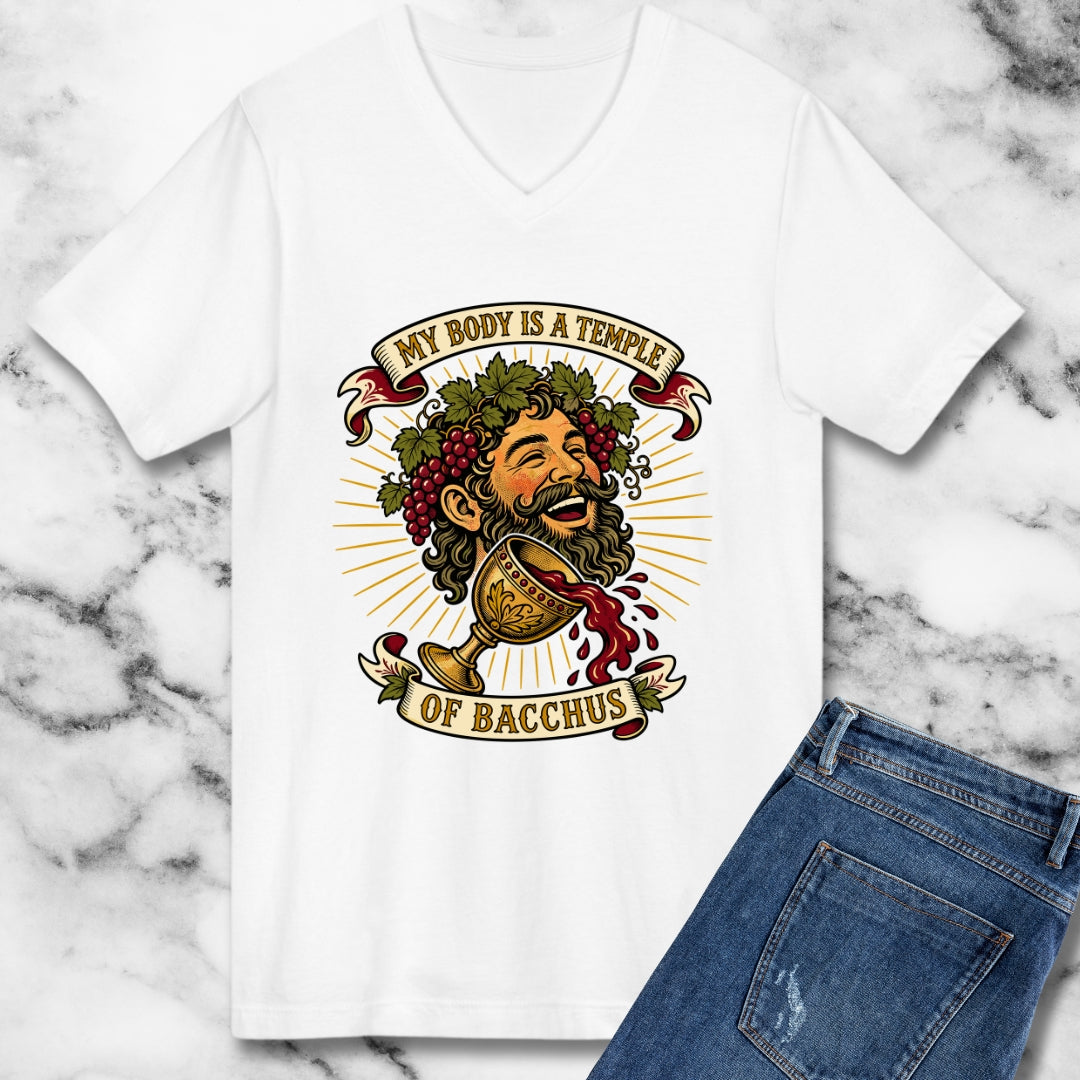 My Body is a Temple of Bacchus V-neck