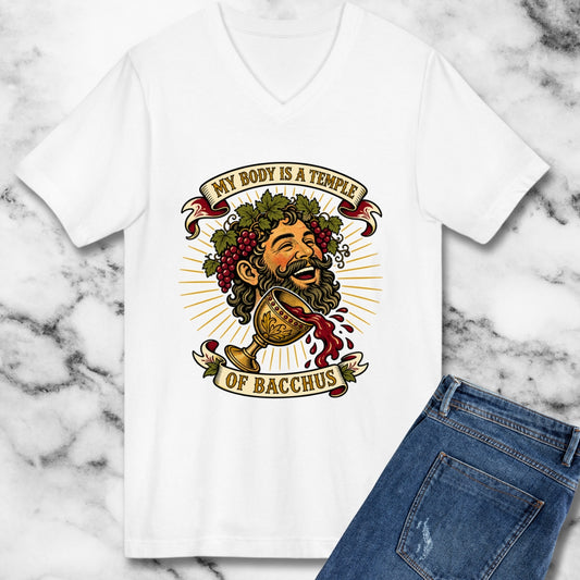 My Body is a Temple of Bacchus V-neck