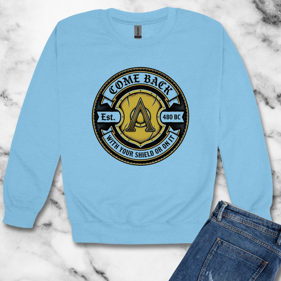 Spartan Quote With Shield Or On It Unisex Heavy Crewneck Sweatshirt