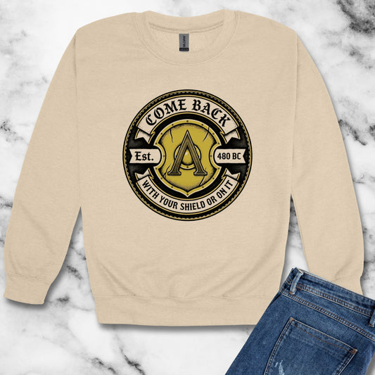 Spartan Quote With Shield Or On It Unisex Heavy Crewneck Sweatshirt