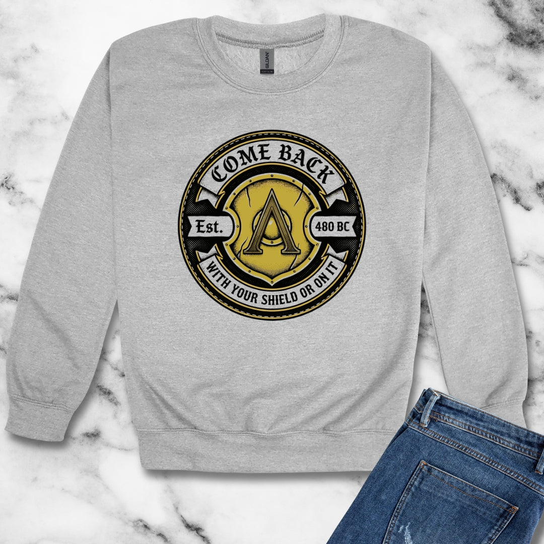 Spartan Quote With Shield Or On It Unisex Heavy Crewneck Sweatshirt