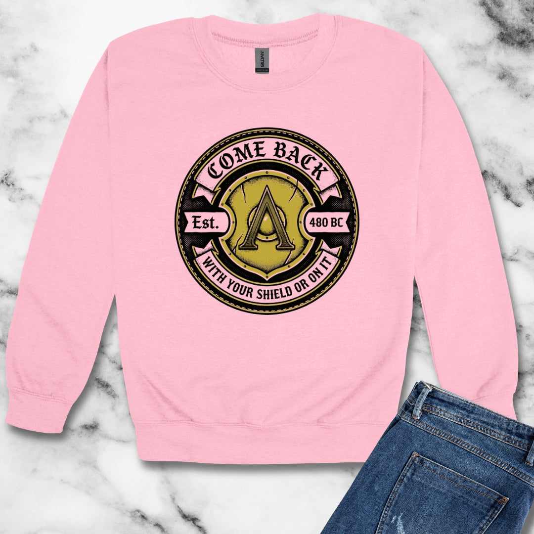 Spartan Quote With Shield Or On It Unisex Heavy Crewneck Sweatshirt