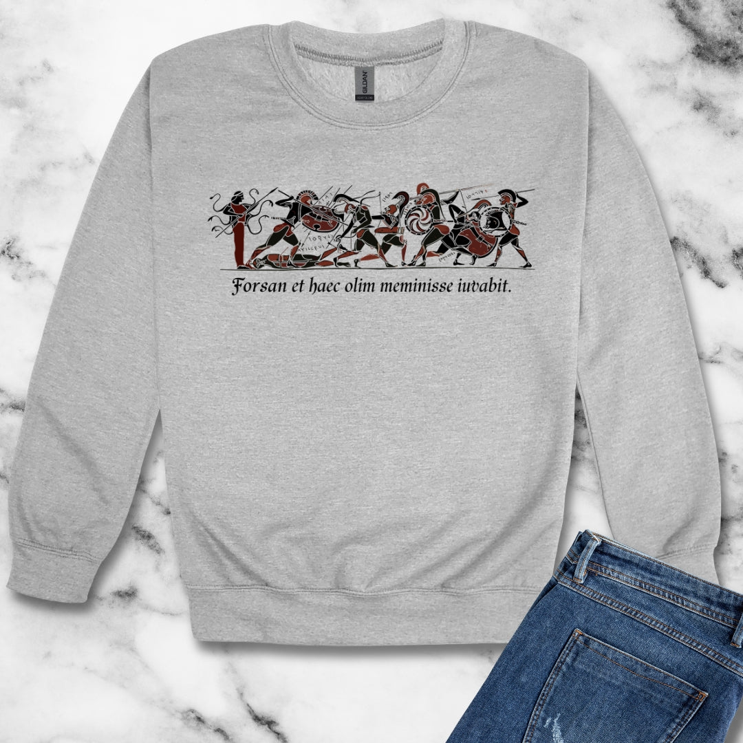 Aeneid Good Old Days Quote in Latin Unisex Heavy Crewneck Sweatshirt
