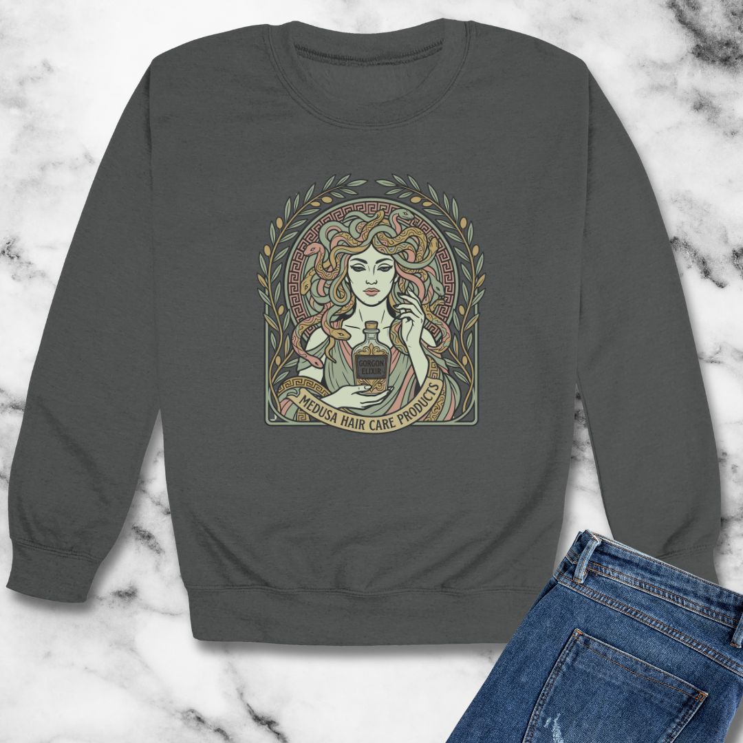 Medusa Hair Care Products Art Nouveau Unisex Heavy Crewneck Sweatshirt