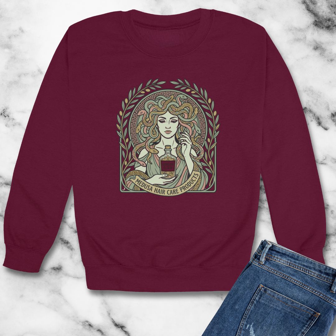 Medusa Hair Care Products Art Nouveau Unisex Heavy Crewneck Sweatshirt