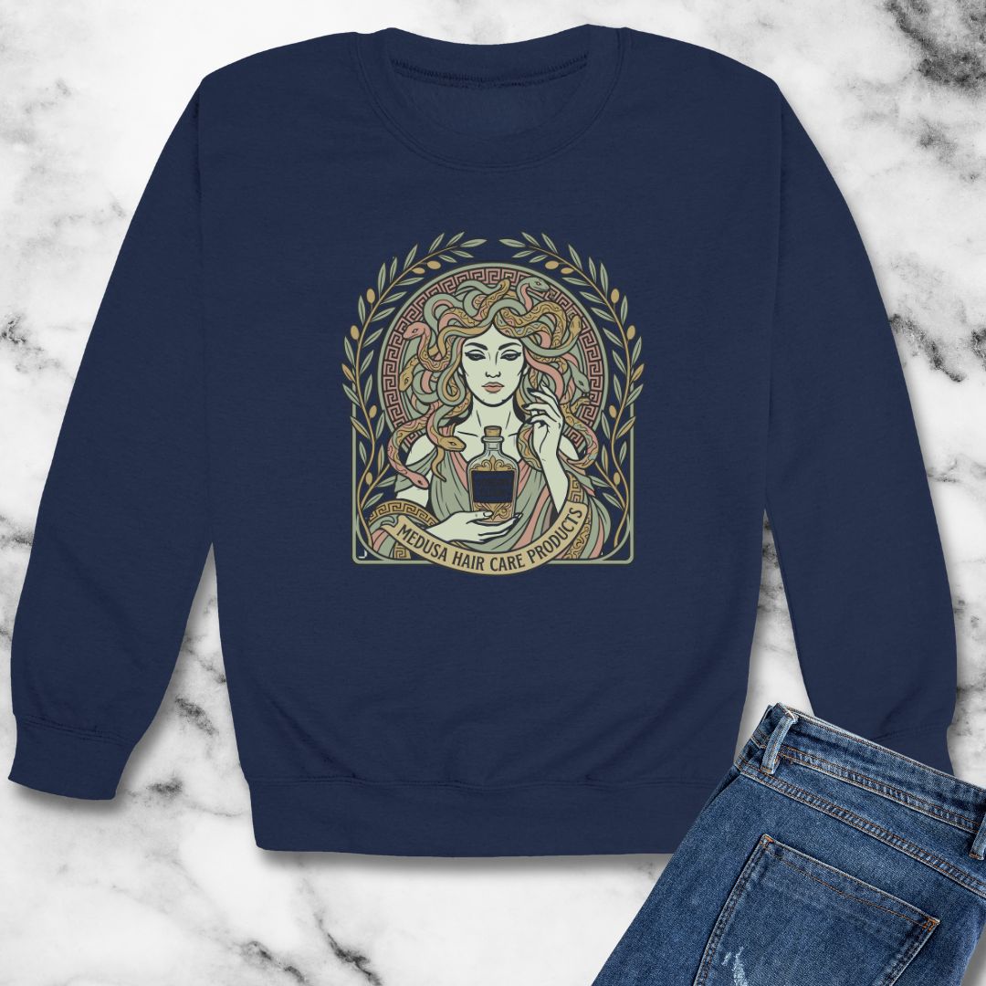 Medusa Hair Care Products Art Nouveau Unisex Heavy Crewneck Sweatshirt