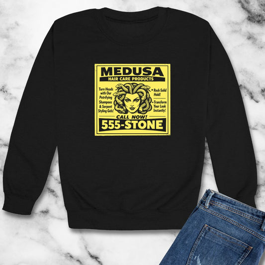 Medusa Hair Care Products Vintage Ad Style Unisex Heavy Crewneck Sweatshirt