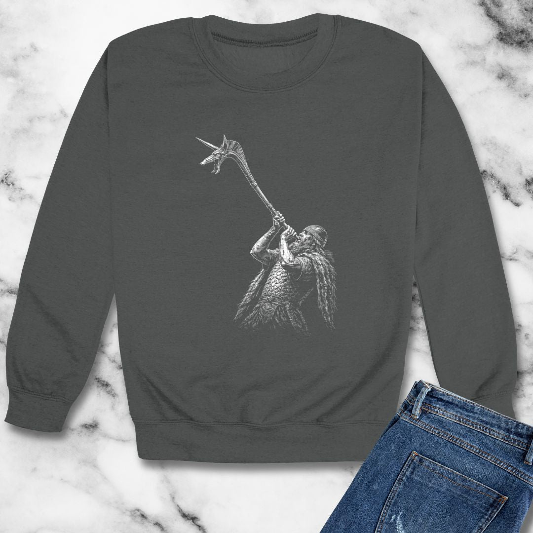 Celtic Warrior with Carnyx Unisex Heavy Crewneck Sweatshirt