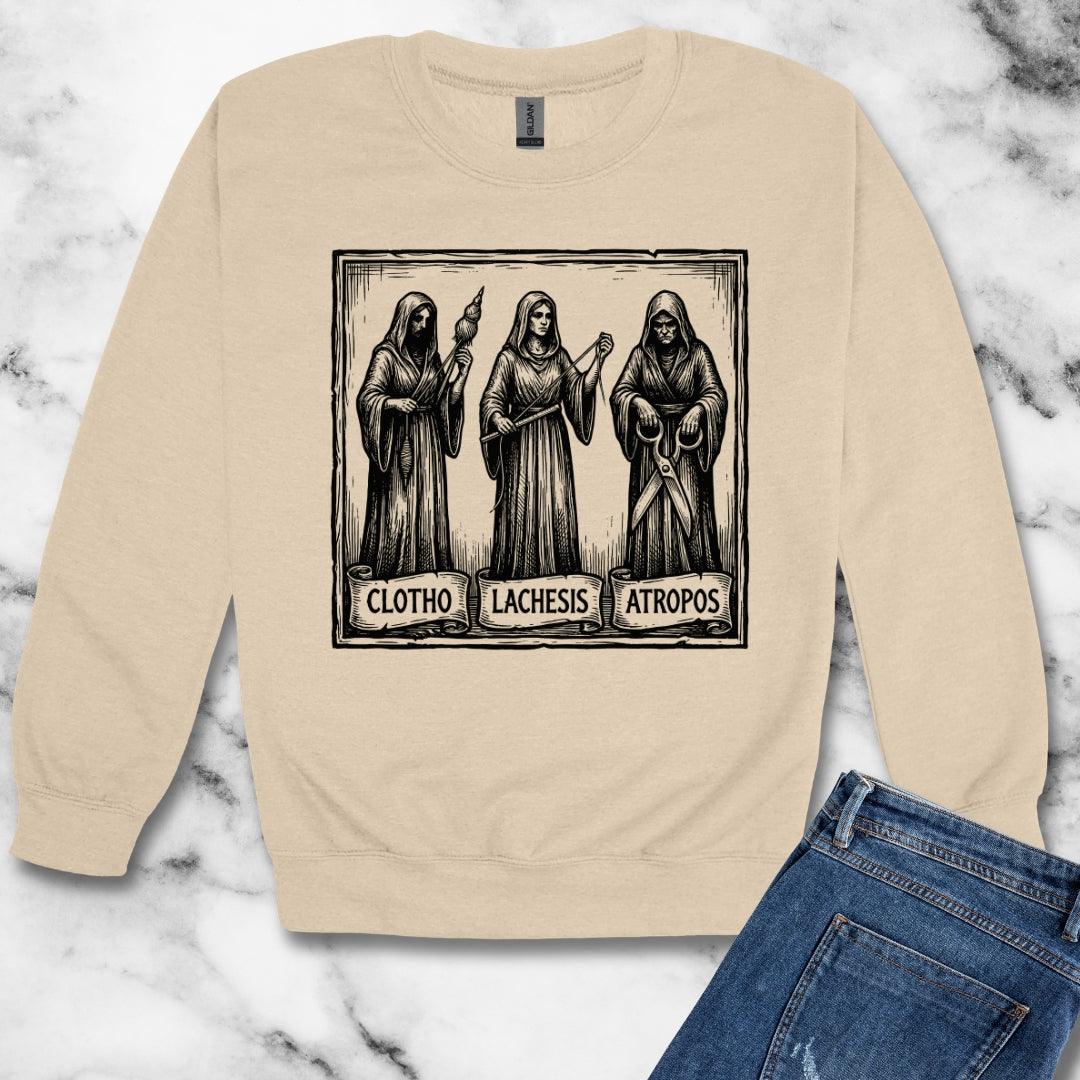 The 3 Fates Clotho Lachesis Atropos Unisex Heavy Crewneck Sweatshirt