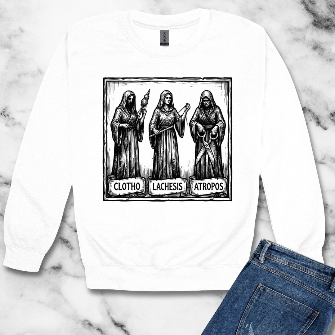 The 3 Fates Clotho Lachesis Atropos Unisex Heavy Crewneck Sweatshirt