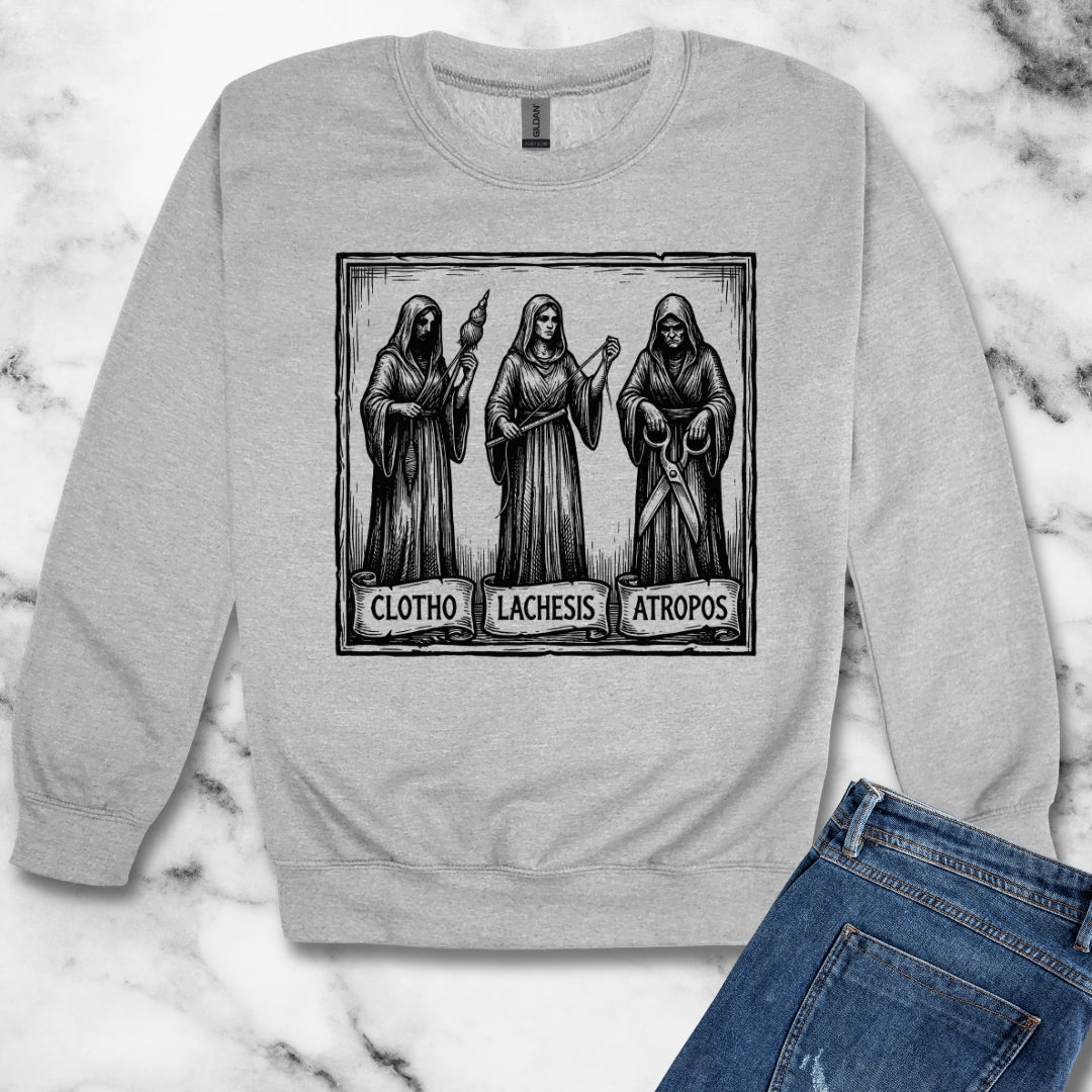 The 3 Fates Clotho Lachesis Atropos Unisex Heavy Crewneck Sweatshirt