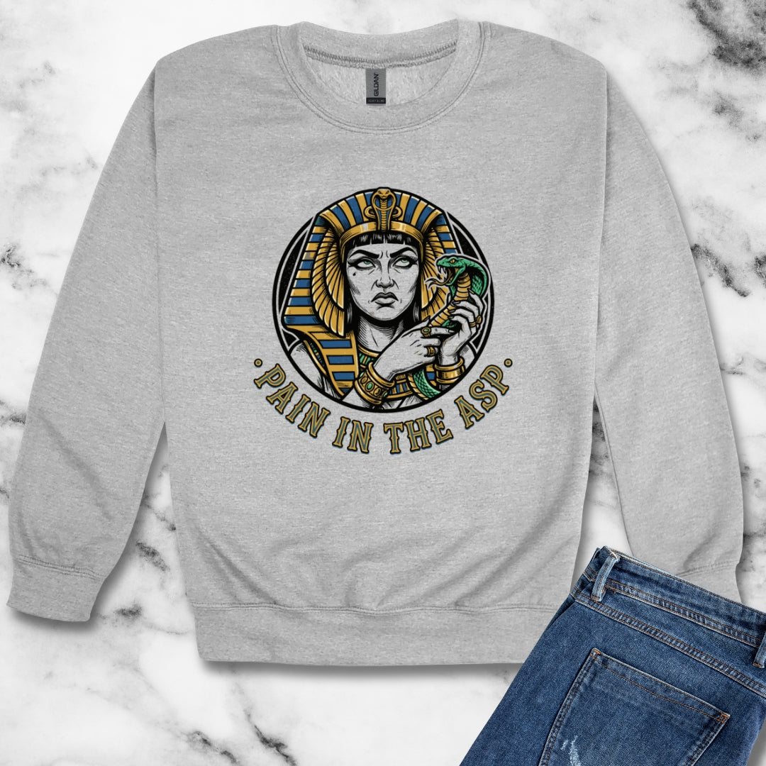 Cleopatra Pain in the Asp Unisex Heavy Crewneck Sweatshirt