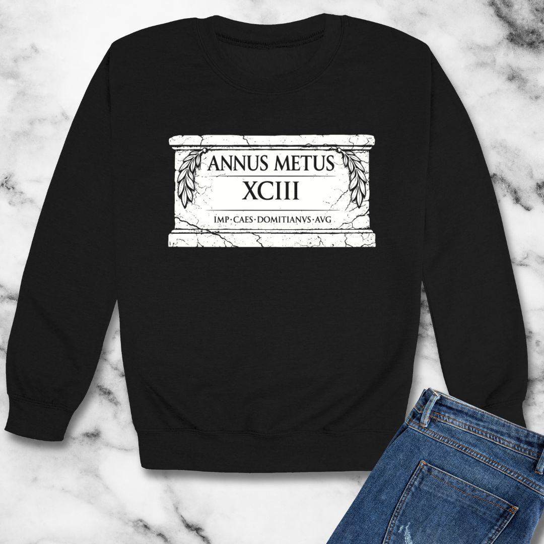 Emperor Domitian Year of Fear in Latin Unisex Heavy Crewneck Sweatshirt