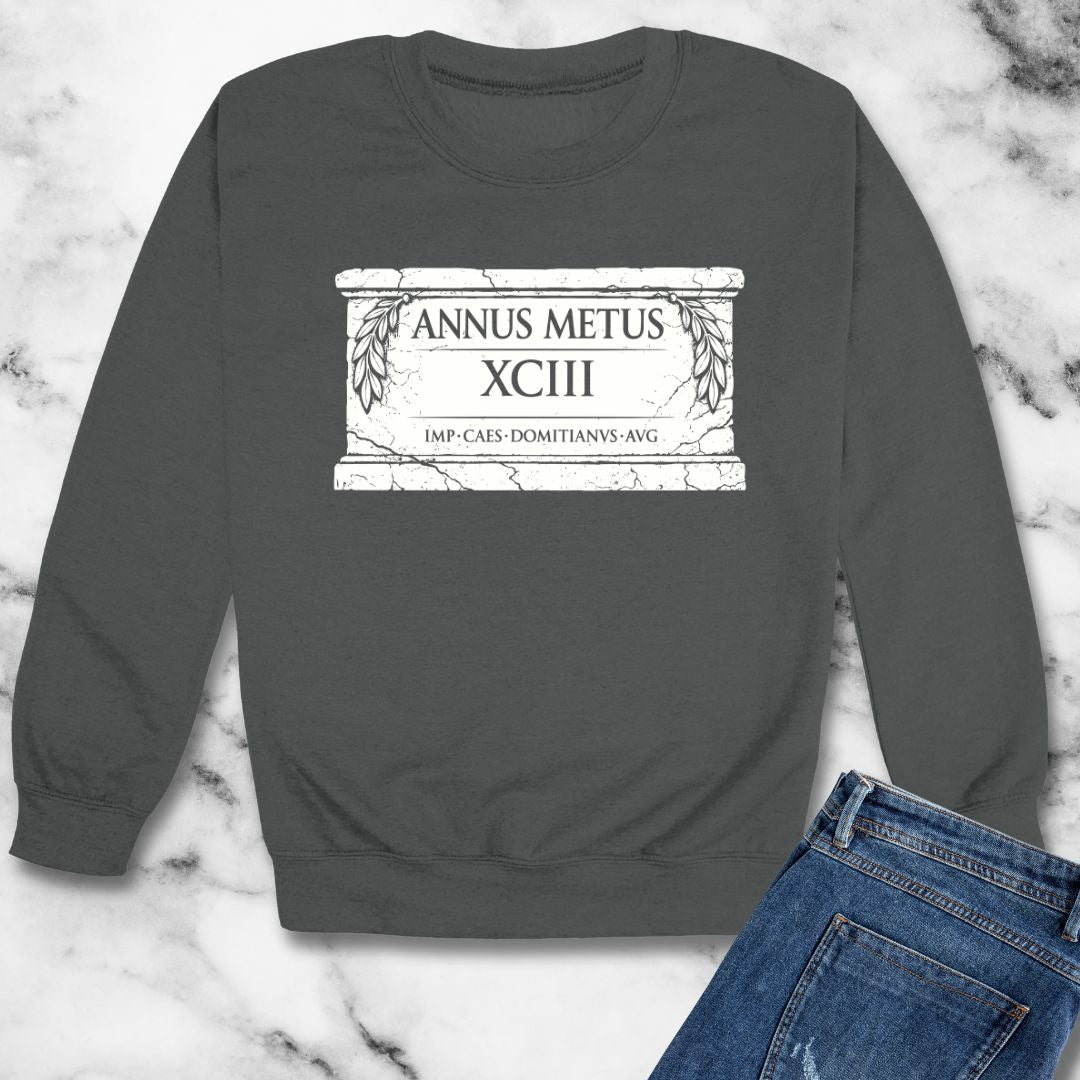 Emperor Domitian Year of Fear in Latin Unisex Heavy Crewneck Sweatshirt