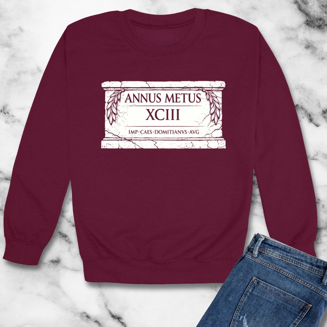 Emperor Domitian Year of Fear in Latin Unisex Heavy Crewneck Sweatshirt